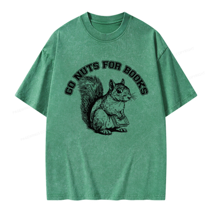 Pagewings Go Nuts For Books Unisex Washed T-shirt