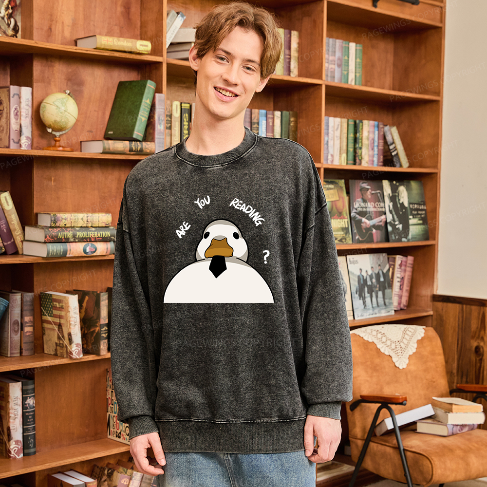 Pagewings Are You Reading Unisex Washed Sweatshirt
