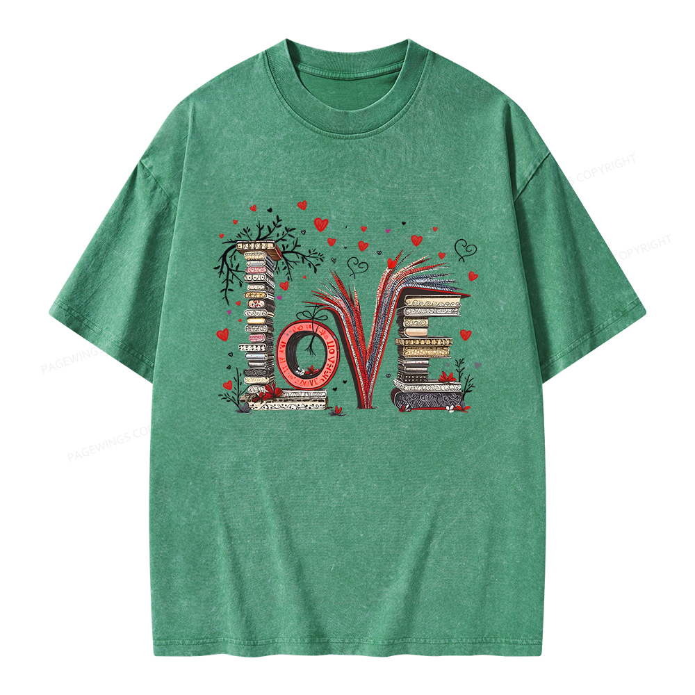 Pagewings Love Books Unisex Washed T-shirt