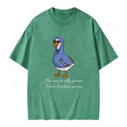 Pagewings I’m Not A Silly Goose I’m A Bookish Goose Unisex Washed T-shirt