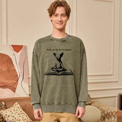 Pagewings Books Are The Best Meditation Unisex Washed Sweatshirt