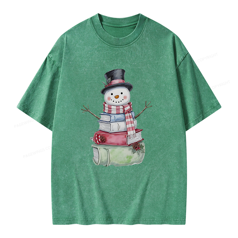 Pagewings Snowman Book Unisex Washed T-shirt