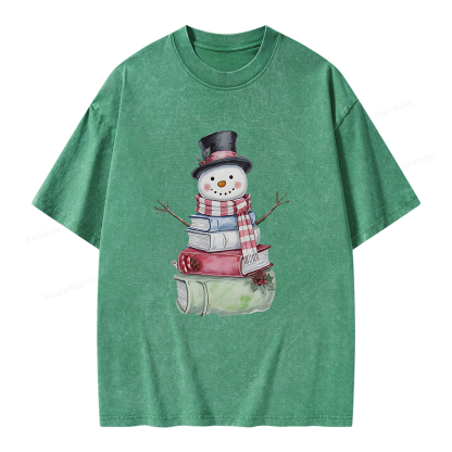 Pagewings Snowman Book Unisex Washed T-shirt