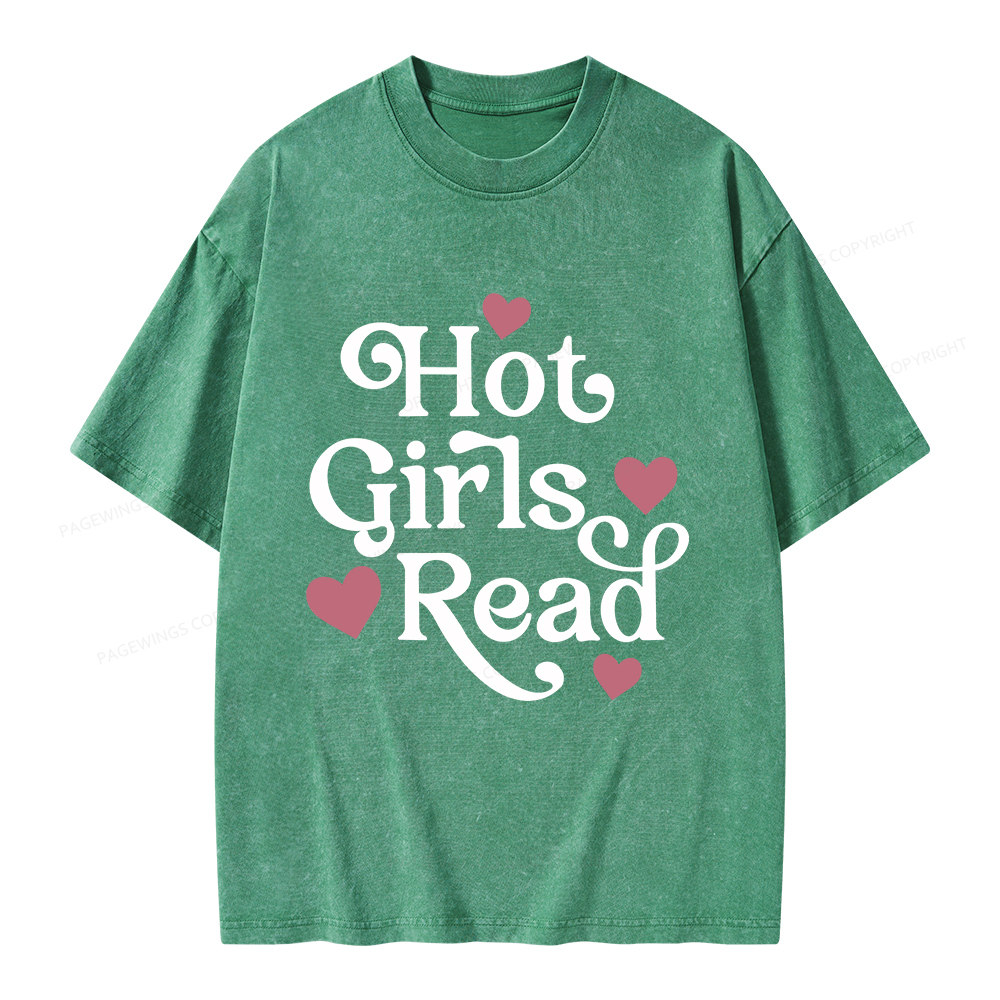 Pagewings Hot Girls Read Unisex Washed T-shirt