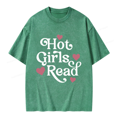 Pagewings Hot Girls Read Unisex Washed T-shirt