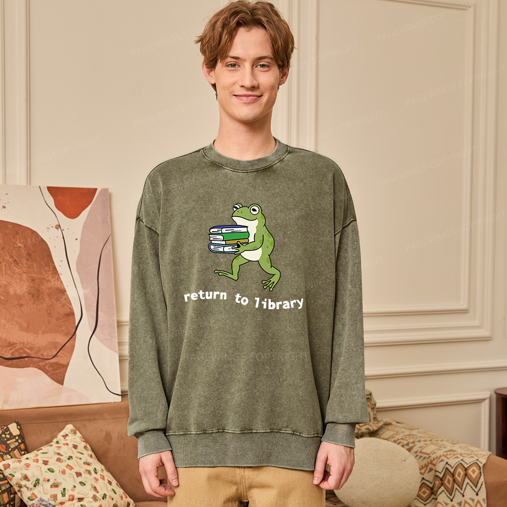Pagewings Return to Library Unisex Washed Sweatshirt