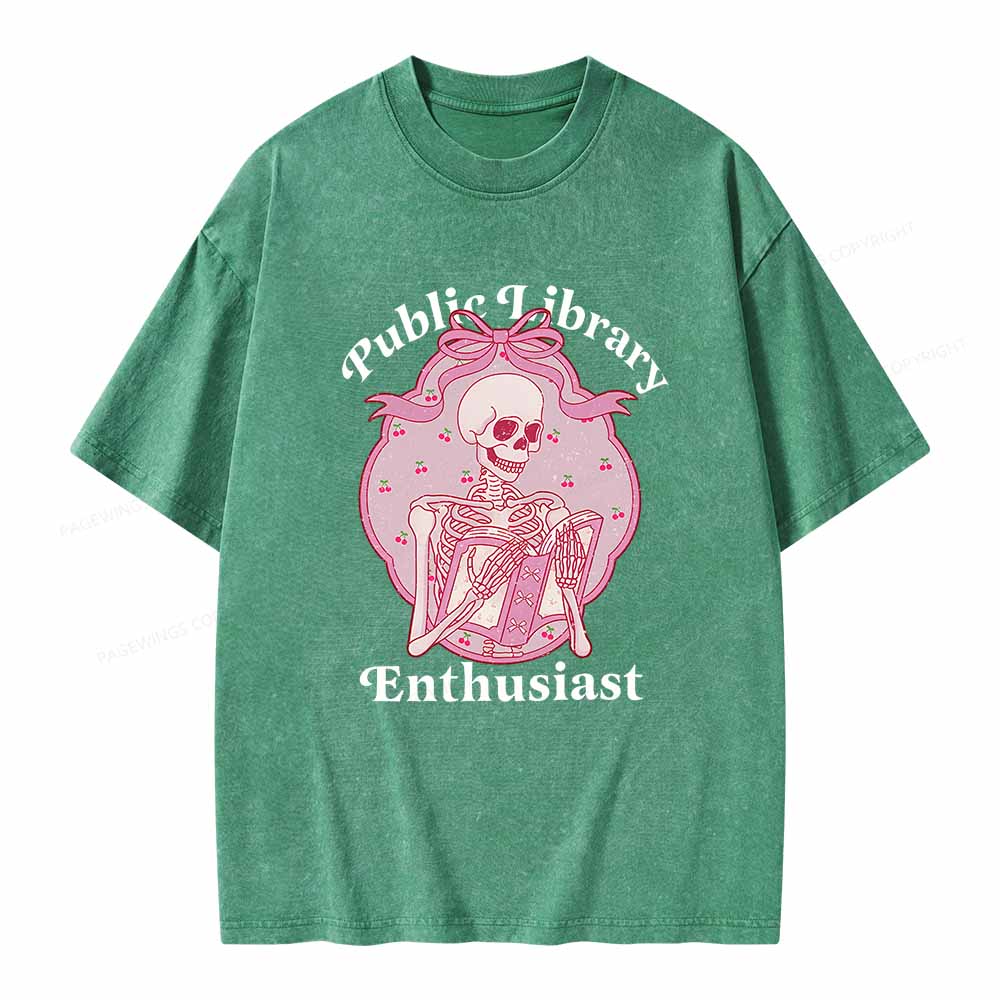 Pagewings Public Library Enthusiast  Unisex Washed T-shirt