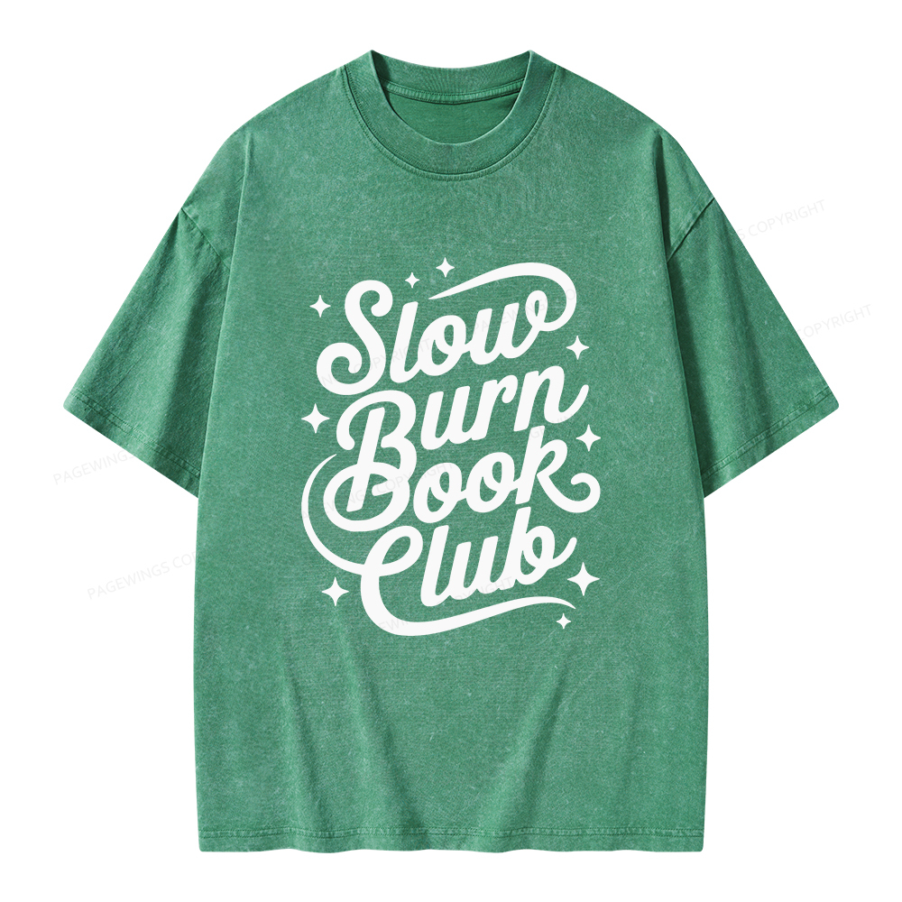 Pagewings Slow Burn Book Club Unisex Washed T-shirt