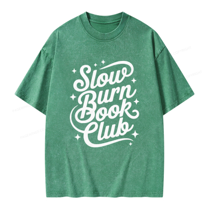Pagewings Slow Burn Book Club Unisex Washed T-shirt