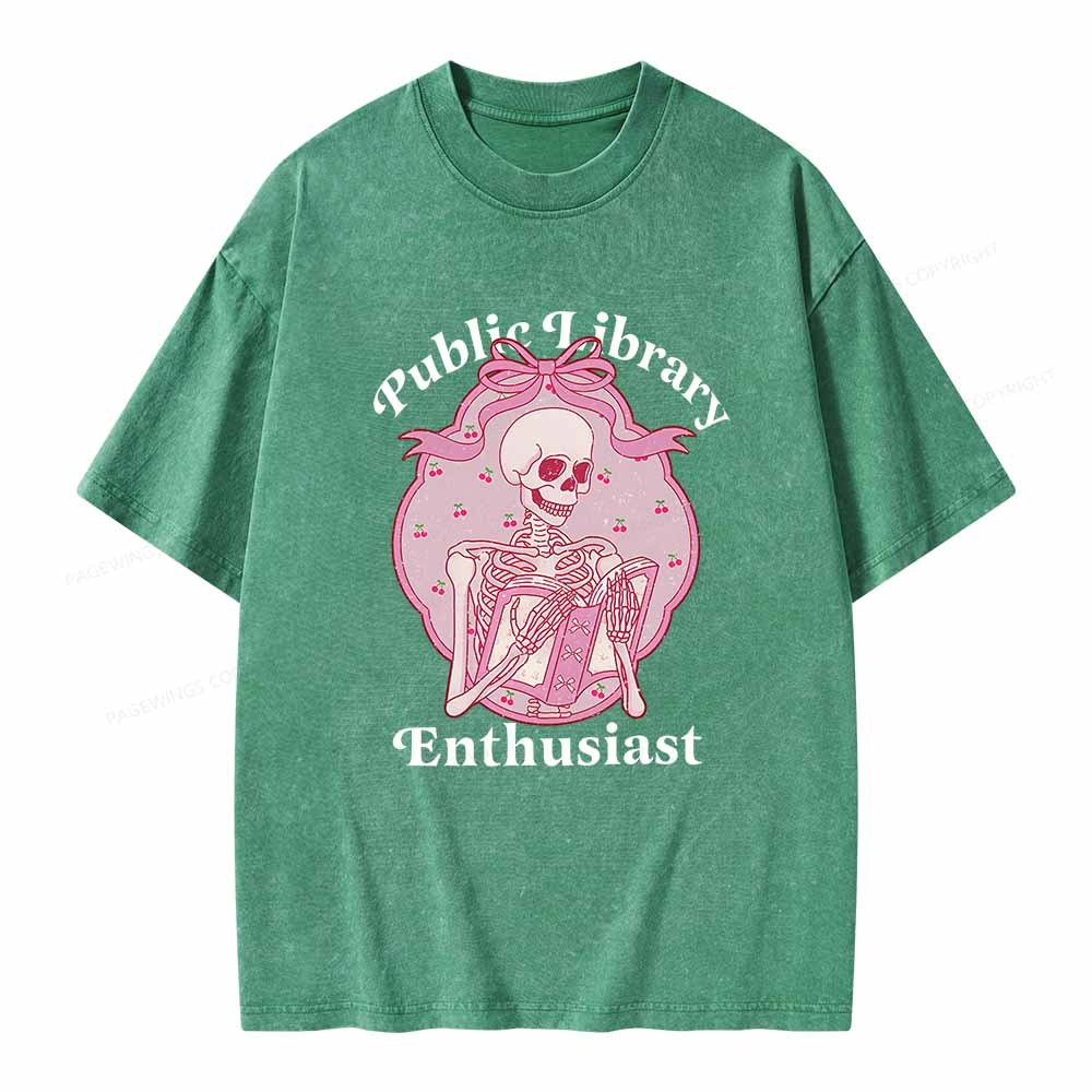 Pagewings Public Library Enthusiast  Unisex Washed T-shirt