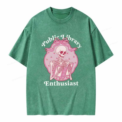 Pagewings Public Library Enthusiast  Unisex Washed T-shirt
