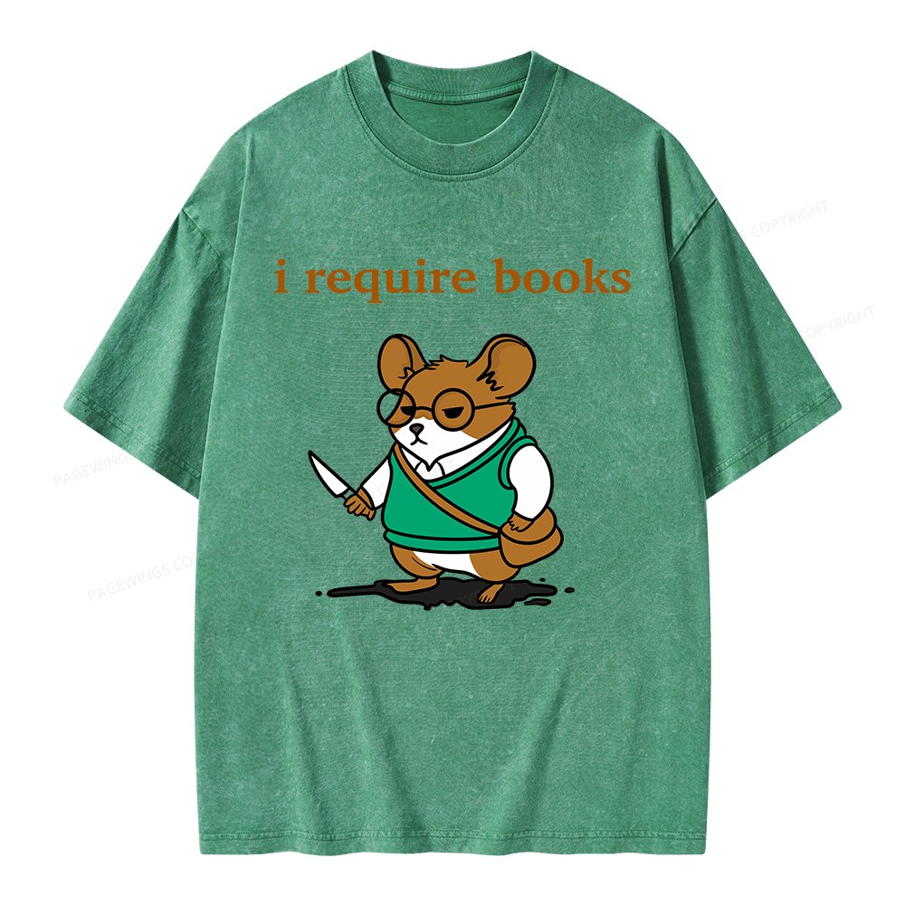 Pagewings I Require Books Unisex Washed T-shirt