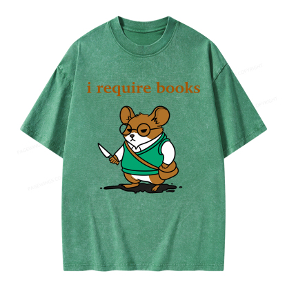 Pagewings I Require Books Unisex Washed T-shirt