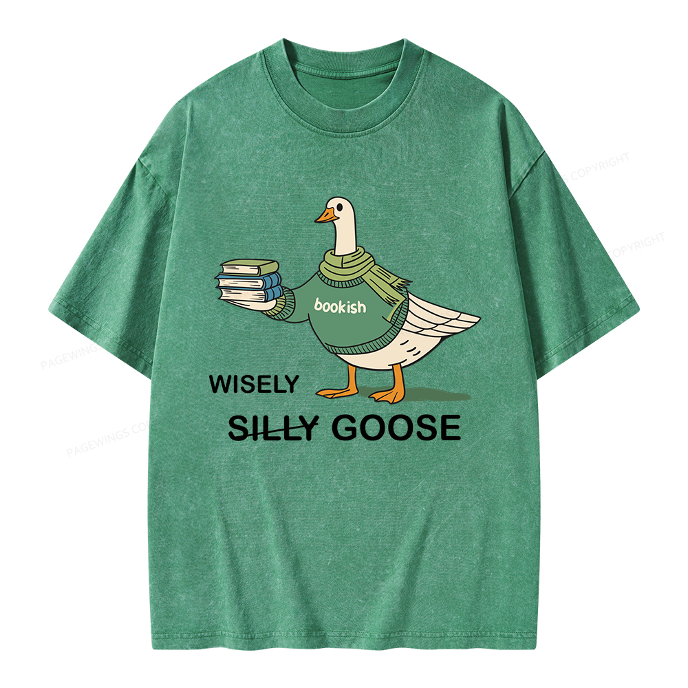Pagewings Wisely Silly Goose  Unisex Washed T-shirt