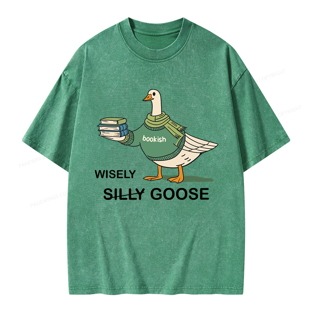Pagewings Wisely Silly Goose  Unisex Washed T-shirt