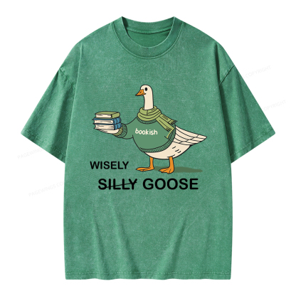 Pagewings Wisely Silly Goose  Unisex Washed T-shirt