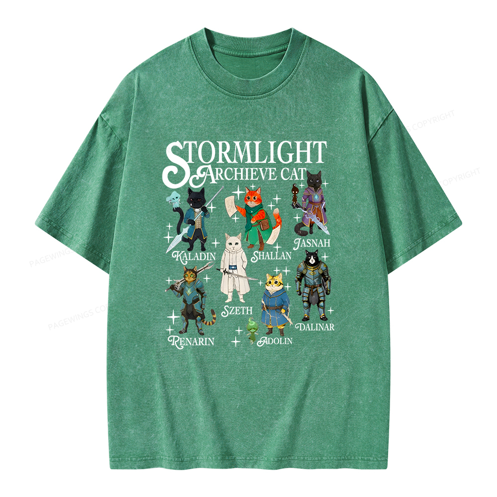 Pagewings Cat Characters Unisex Washed T-shirt