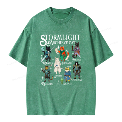 Pagewings Cat Characters Unisex Washed T-shirt