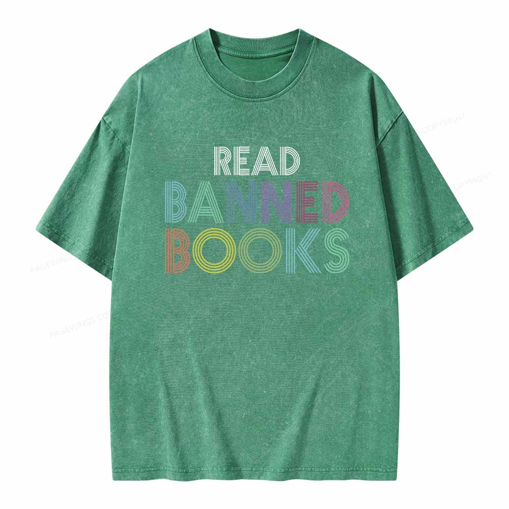 Pagewings Read Banned Books Shirt Unisex Washed T-shirt
