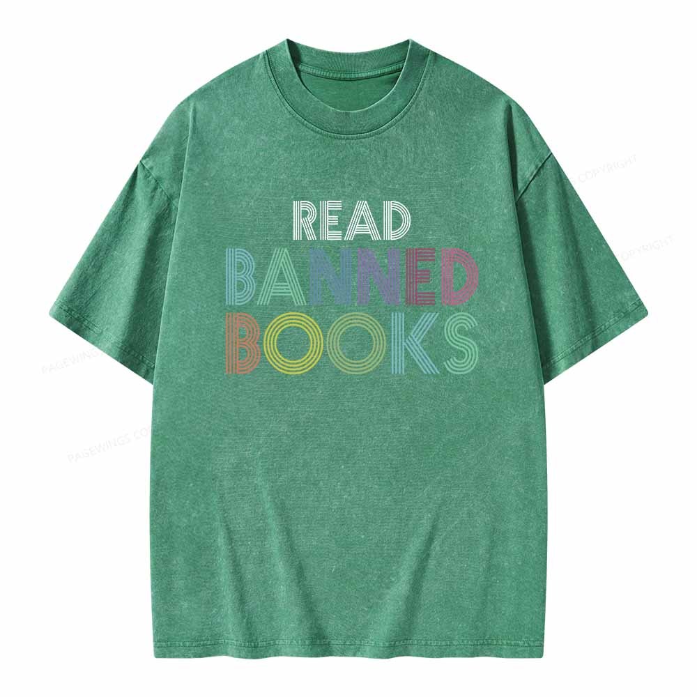 Pagewings Read Banned Books Shirt Unisex Washed T-shirt