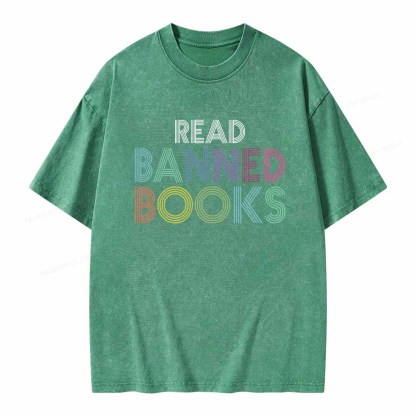Pagewings Read Banned Books Shirt Unisex Washed T-shirt