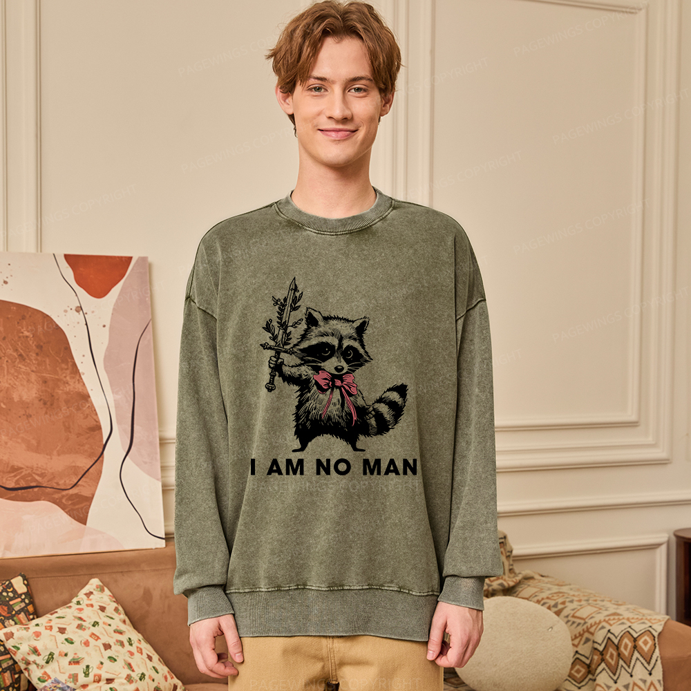Pagewings I Am No Man Unisex Washed Sweatshirt