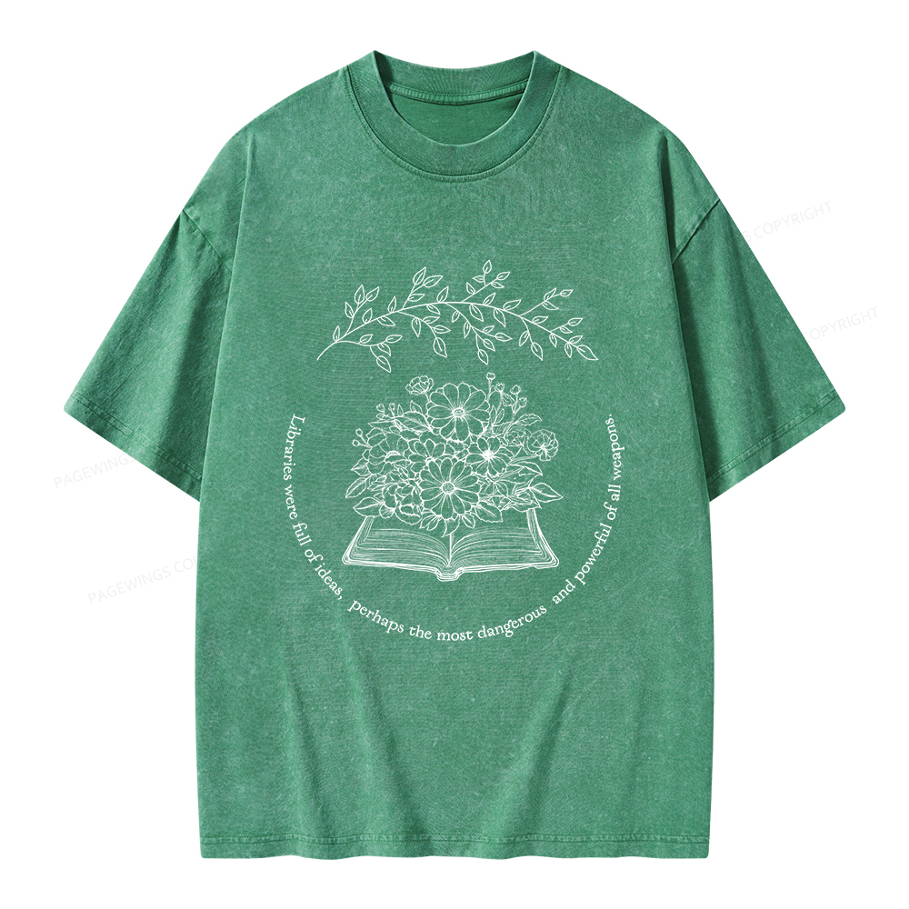 Pagewings Libraries Were Full Of Ideas Unisex Washed T-shirt