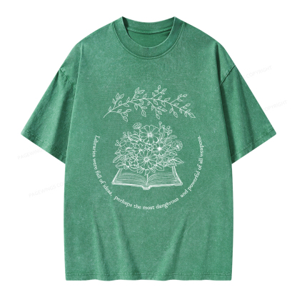 Pagewings Libraries Were Full Of Ideas Unisex Washed T-shirt