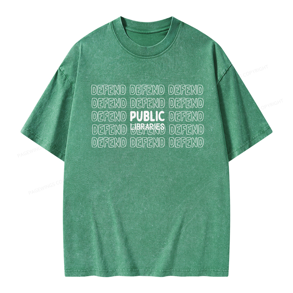 Pagewings Defend The Public Libraries Unisex Washed T-shirt