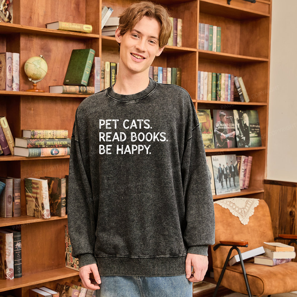 Pagewings Dogs Reading Books Unisex Washed Sweatshirt