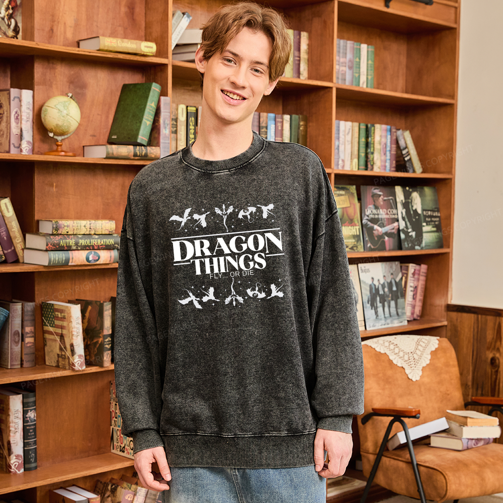 Pagewings Dragon Things Fly Unisex Washed Sweatshirt