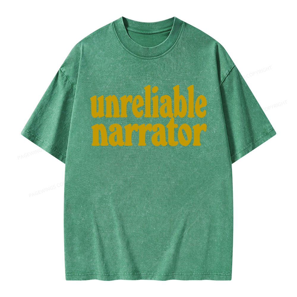 Pagewings Unreliable Narrator Unisex Washed T-shirt