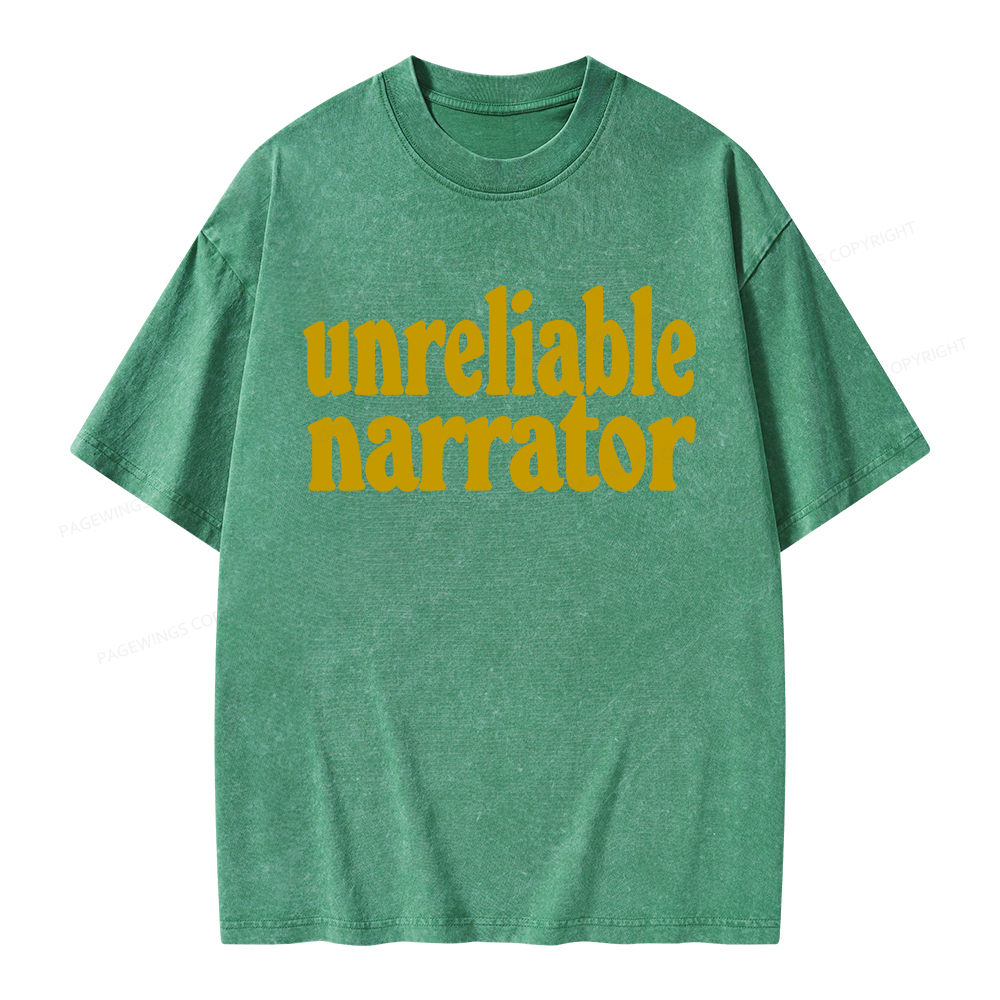 Pagewings Unreliable Narrator Unisex Washed T-shirt