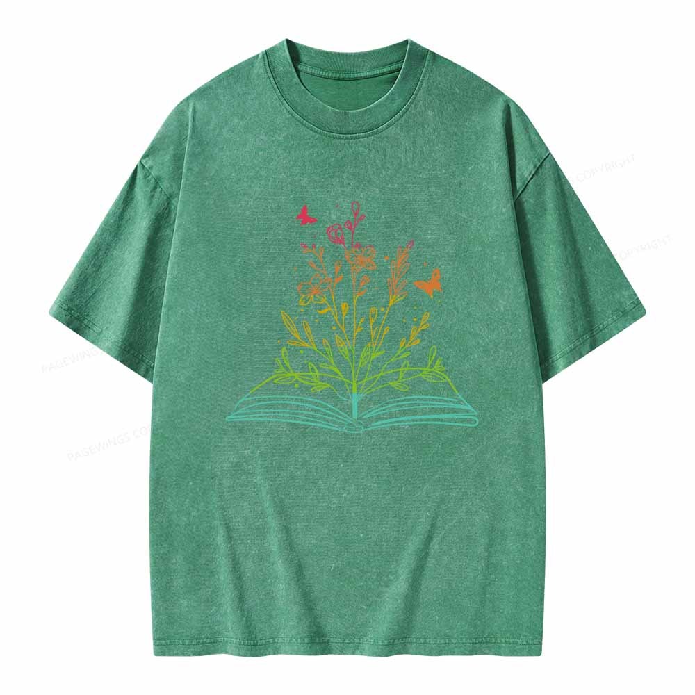 Pagewings Book Tees Library Shirts For Women Unisex Washed T-shirt