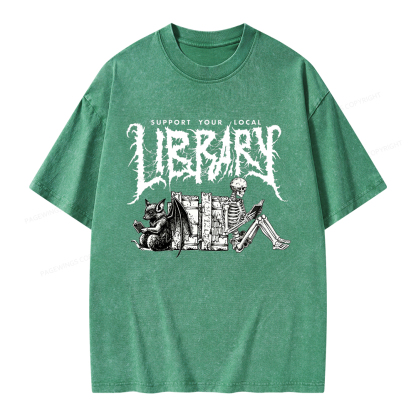 Pagewings Support Your Local Library Unisex Washed T-shirt