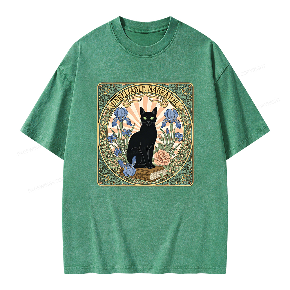 Pagewings Unreliable Narrator Unisex Washed T-shirt