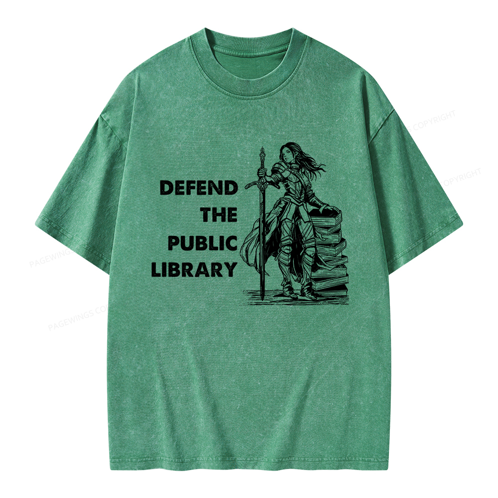Pagewings Defend The Public Library Unisex Washed T-shirt