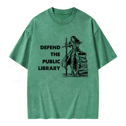 Pagewings Defend The Public Library Unisex Washed T-shirt