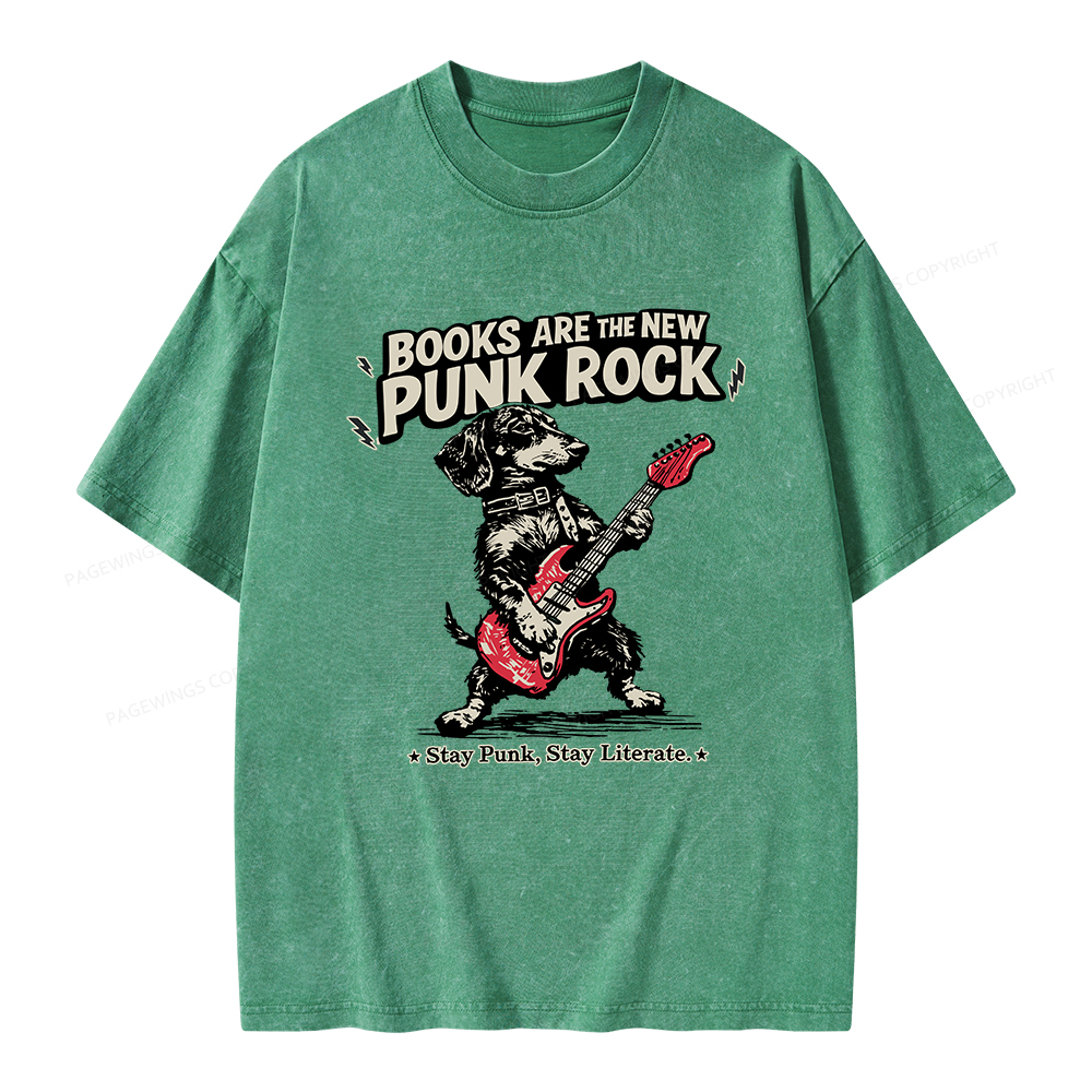 Pagewings Books Are the New Punk Rock Unisex Washed T-shirt