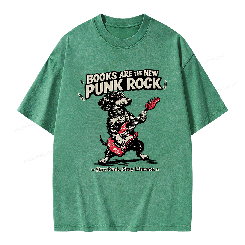 Pagewings Books Are the New Punk Rock Unisex Washed T-shirt