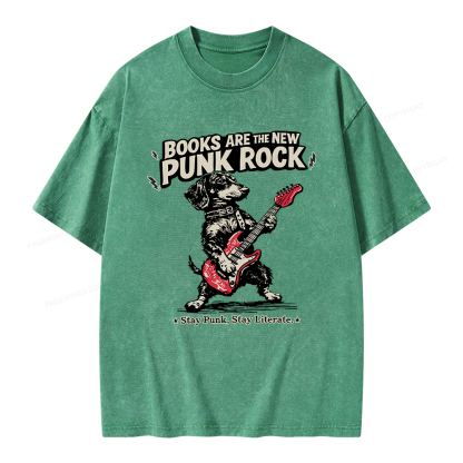 Pagewings Books Are the New Punk Rock Unisex Washed T-shirt