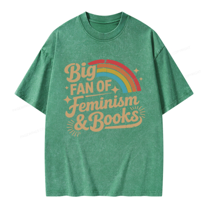 Pagewings Big Fan Of Feminism & Books Unisex Washed T-shirt