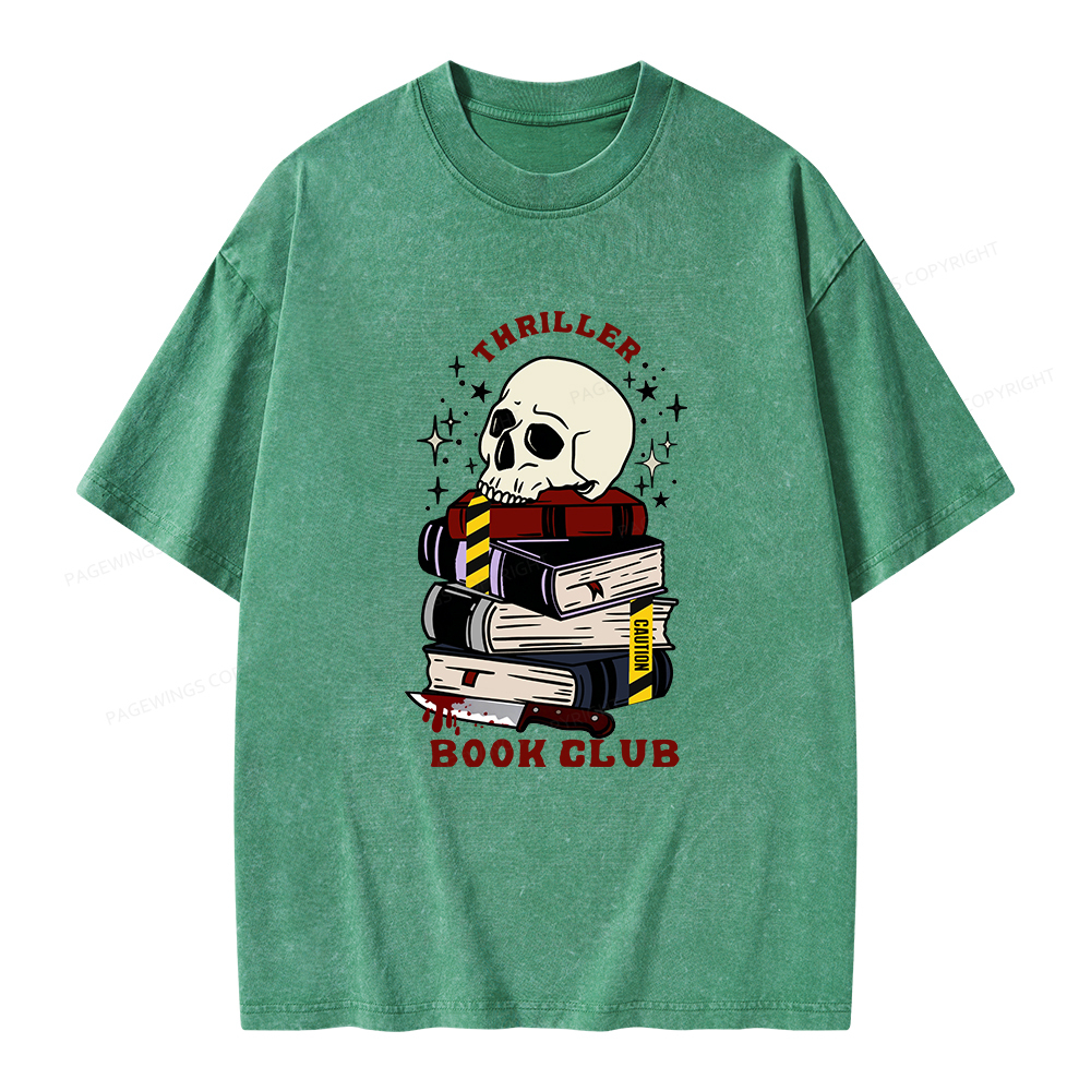 Pagewings Thriller Book Club Unisex Washed T-shirt
