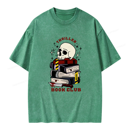 Pagewings Thriller Book Club Unisex Washed T-shirt