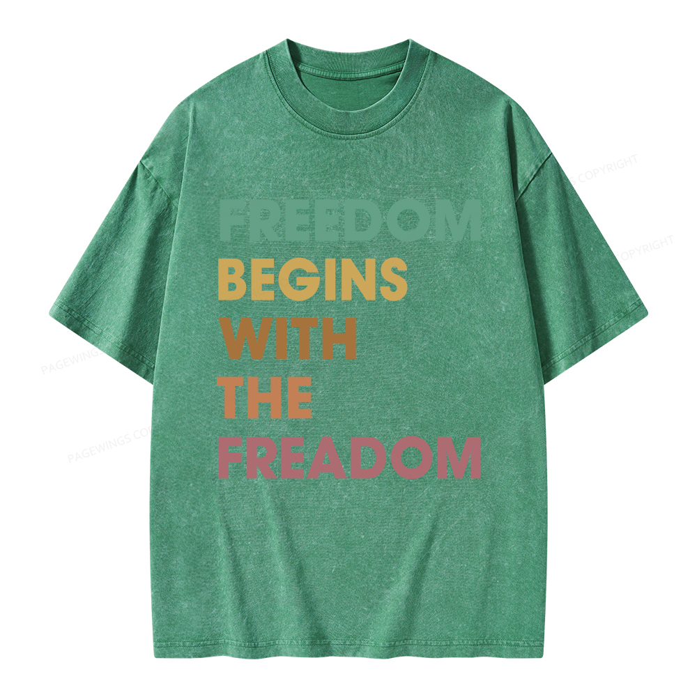 Pagewings Freedom Begins With The Freadom Unisex Washed T-shirt