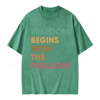 Pagewings Freedom Begins With The Freadom Unisex Washed T-shirt