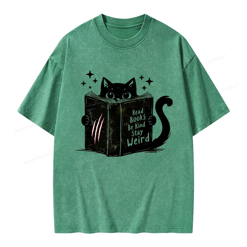 Pagewings Read Books Be Kind Stay Weird Unisex Washed T-shirt
