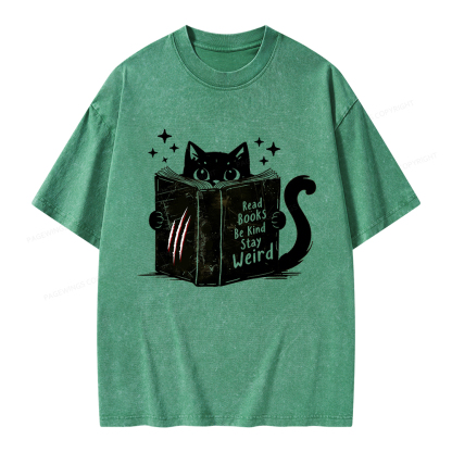 Pagewings Read Books Be Kind Stay Weird Unisex Washed T-shirt