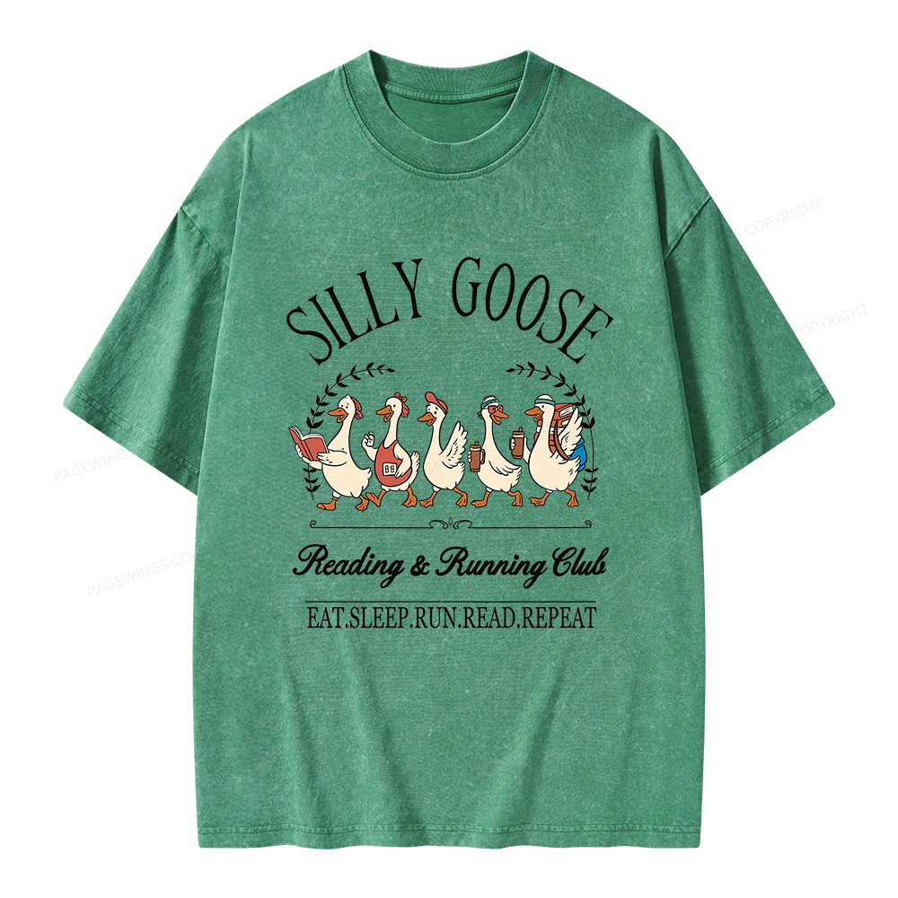 Pagewings  Silly Goose Reading And Running Club Unisex Washed T-shirt