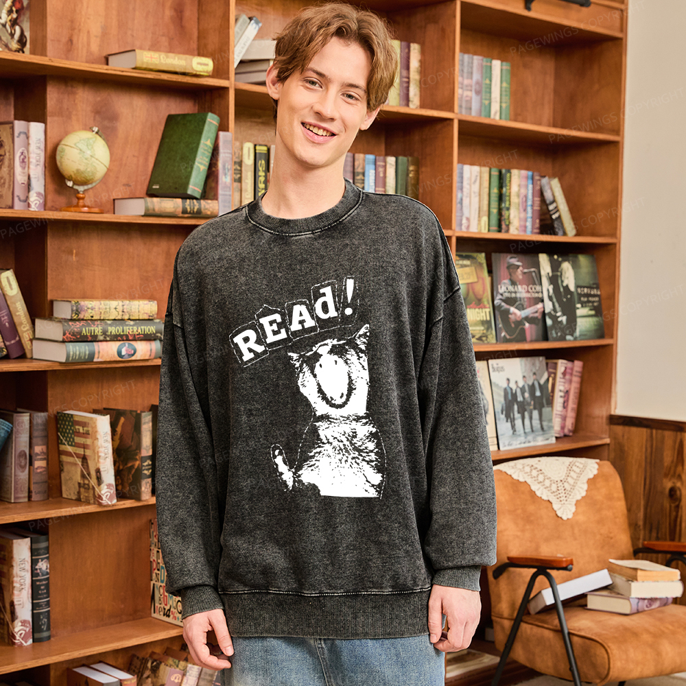 Pagewings Read Unisex Washed Sweatshirt
